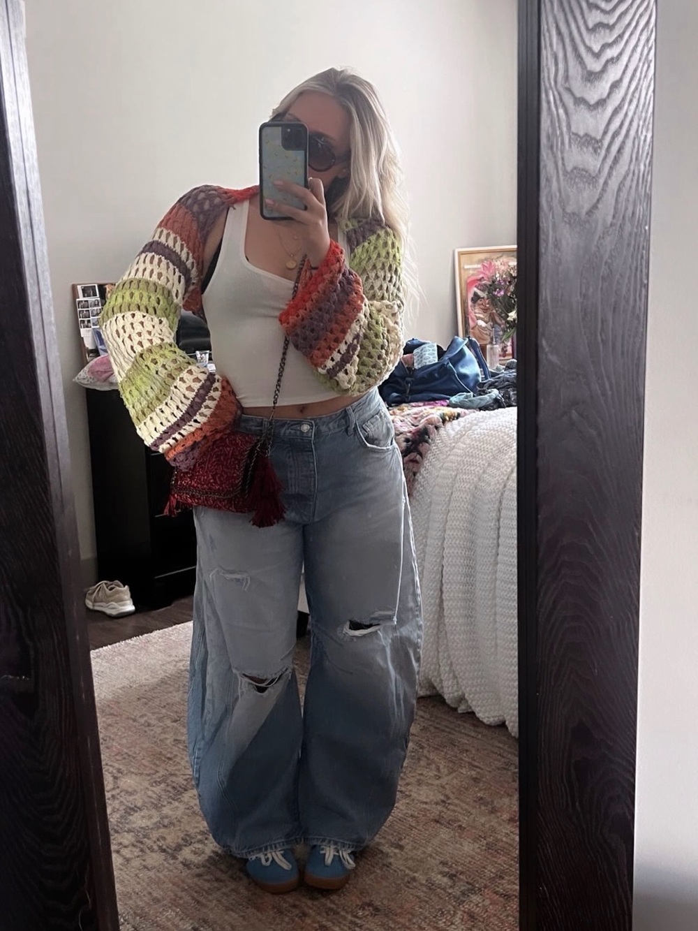 Free People Multicolor Open-Knit Stripe bolero